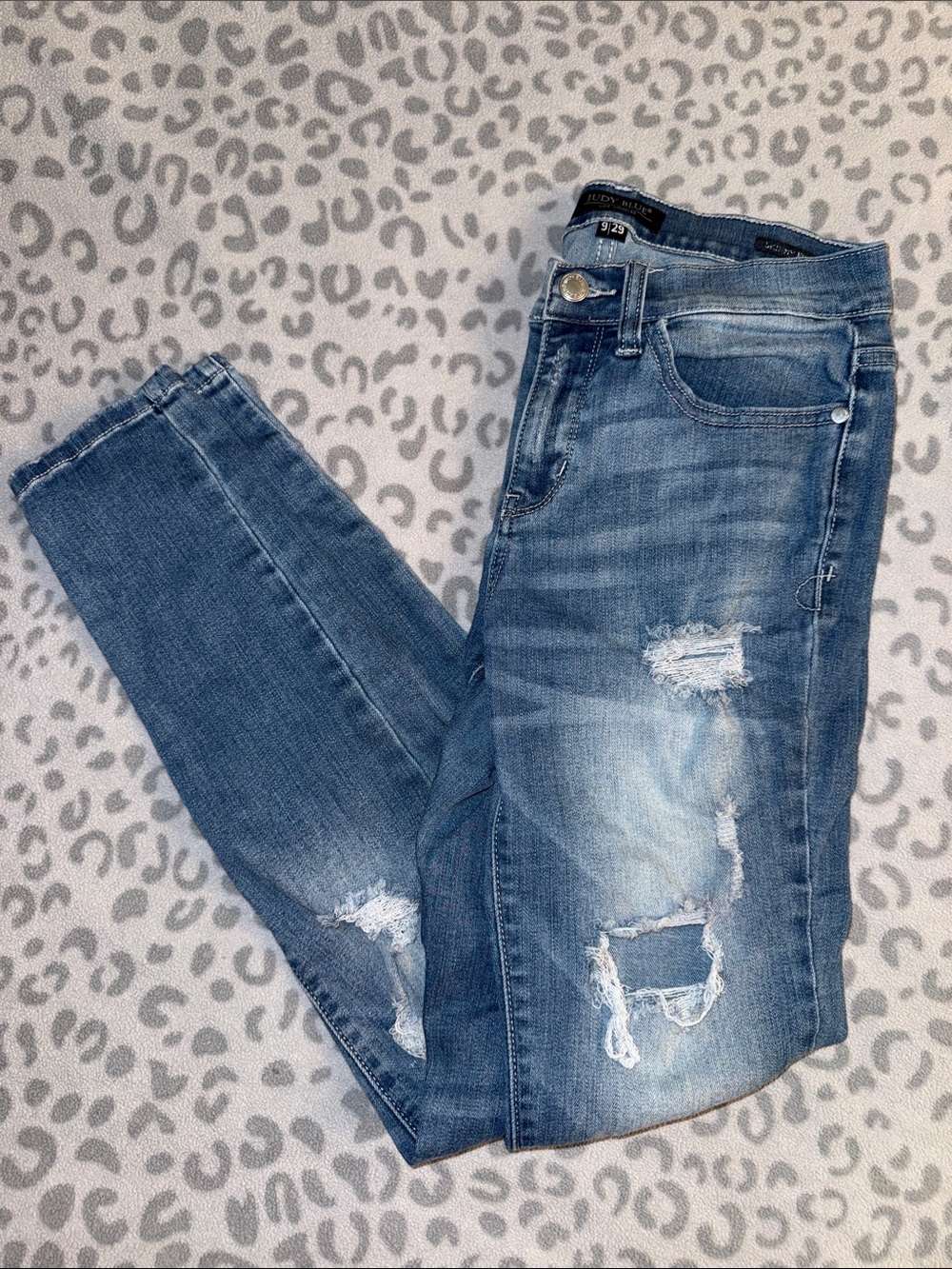 Judy Blue Distressed Blue Skinny Jeans